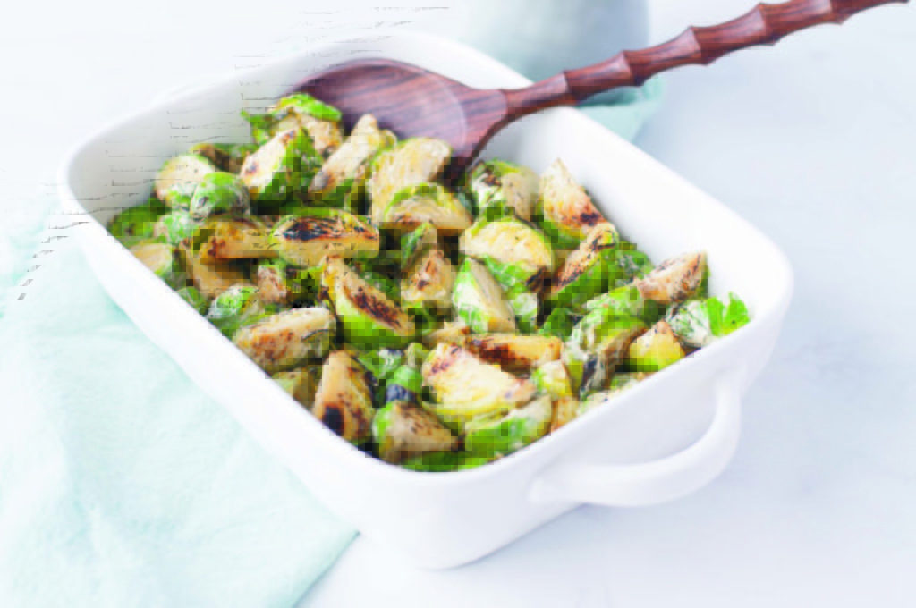 Brussels Sprouts with Creamy Dijon Cider Dressing – low carb, vegetarian